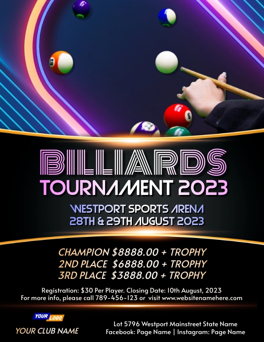 Copy of Creative Billiards Tournament Flyer | PosterMyWall