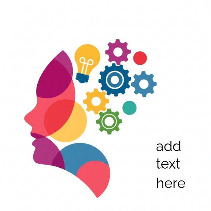 Creative Brain Concept Colorful Gears Lightbulb Profile Illustration Instagram Post template
