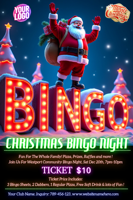 Christmas Bingo Night Posters Template | PosterMyWall