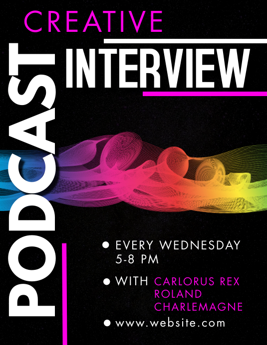 creative colorful podcast interview design te Template PosterMyWall