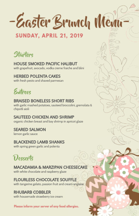 Brown Brunch Easter Menu Template | PosterMyWall