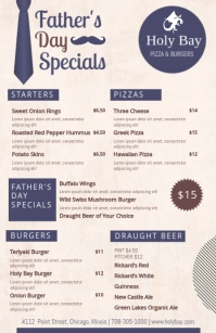 Creative Father's Day Specials Menu Design Half Page Wide template
