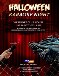 Creative Halloween Karaoke Night Party Ad Fly Pamflet (Letter AS) template