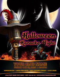 Creative Halloween Karaoke Night Party Invitation Flyer Pamflet (Letter AS) template