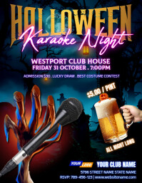 Creative Halloween Karaoke Party Invitation Flyer Løbeseddel (US Letter) template