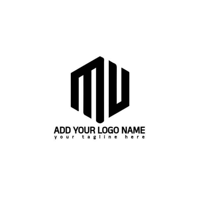 Creative Hexagonal/shape Mu Letter/minimal/initial Geometric/pattern Line Art/unique Modern/business Logo template