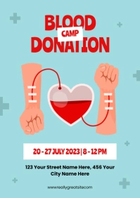 Creative Illustrative Blood Donation Camp A4 template