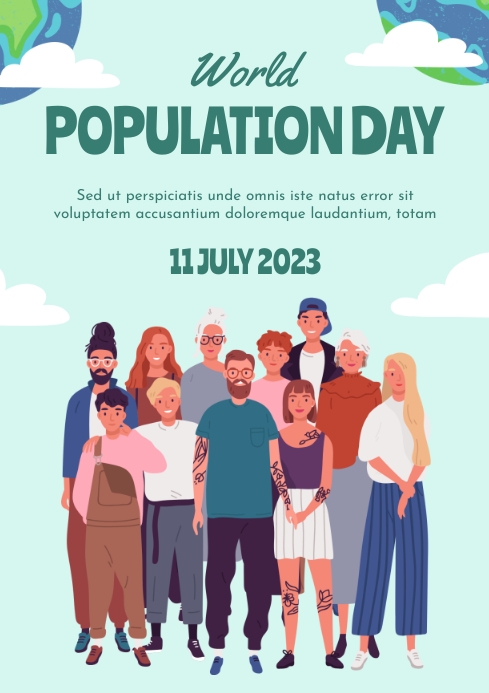 Creative Illustrative World Population Day Template | PosterMyWall