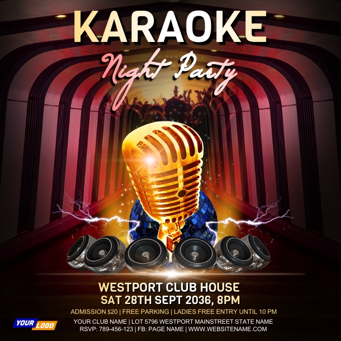 Creative Karaoke Night Flyer Design Publicação no Instagram template