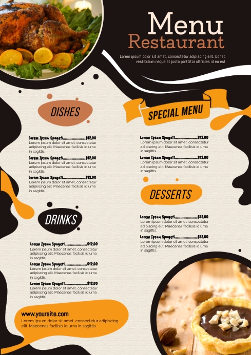 creative restaurant menu Template | PosterMyWall