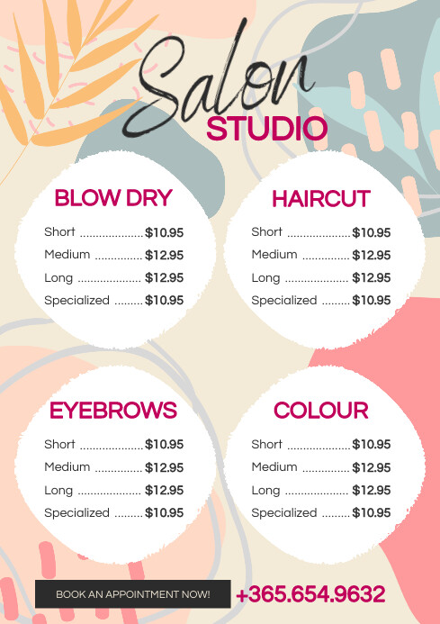 Creative Salon Menu Template | PosterMyWall