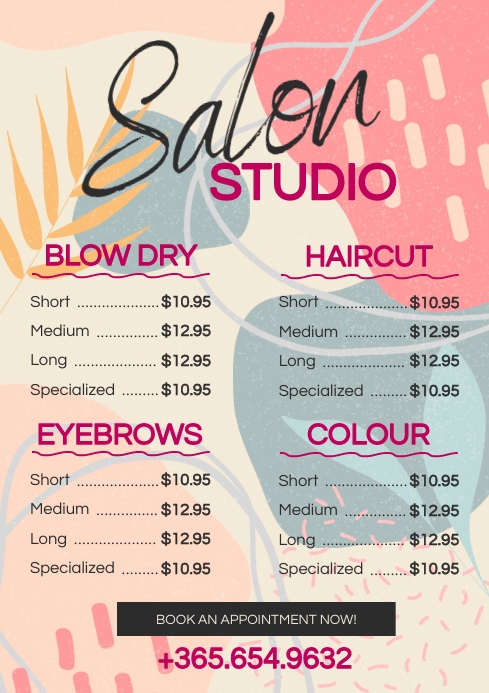 Creative Salon Menu Template | PosterMyWall