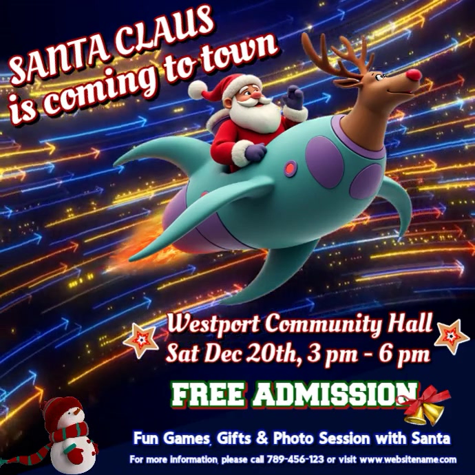 Creative Santa Claus is coming to town Video Ad Template | PosterMyWall