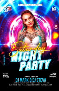 creative Saturday night party flyer ความกว้างแบบครึ่งหน้า template
