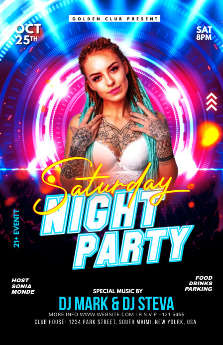 creative Saturday night party flyer Szeroki pół strony template