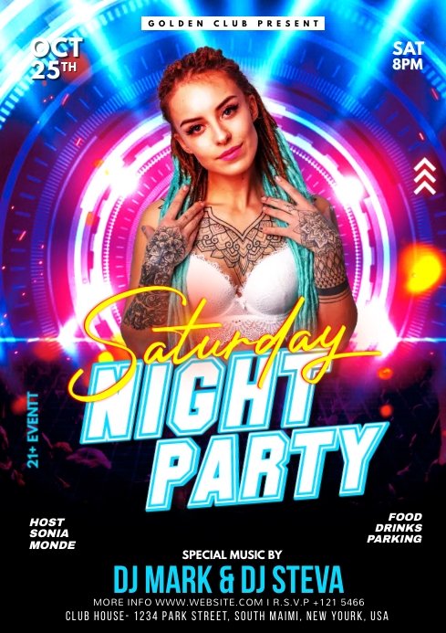 creative Saturday night party flyer A3 template