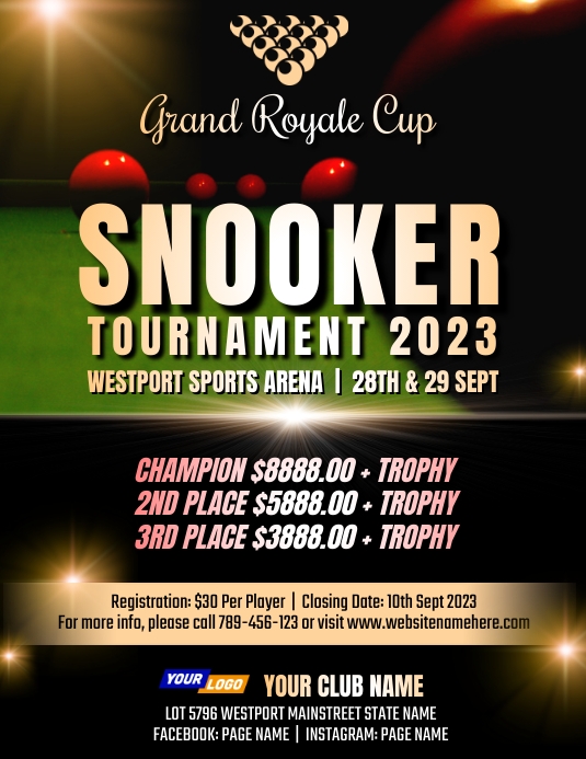 Creative Snooker Tournament Flyer Template | PosterMyWall