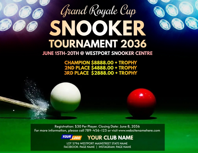 Creative Snooker Tournament flyer Template | PosterMyWall