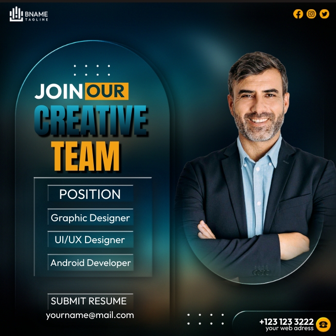 Creative Team Hiring Сообщение Instagram template