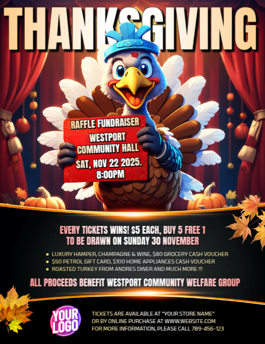 Turkey Raffle Signs Plantilla de Creative Thanksgiving Raffle Fundraiser Flyer | PosterMyWall