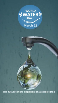 World Water Day: Earth Droplet Ekran reklamowy (9:16) template