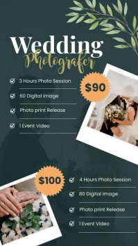 Wedding Photographer Pricelist Digital Display (9:16) template