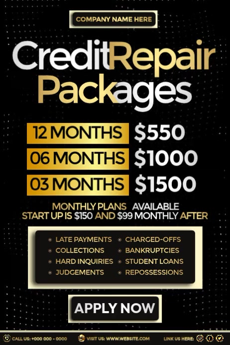 Credit Repair Packages Posters Template | PosterMyWall