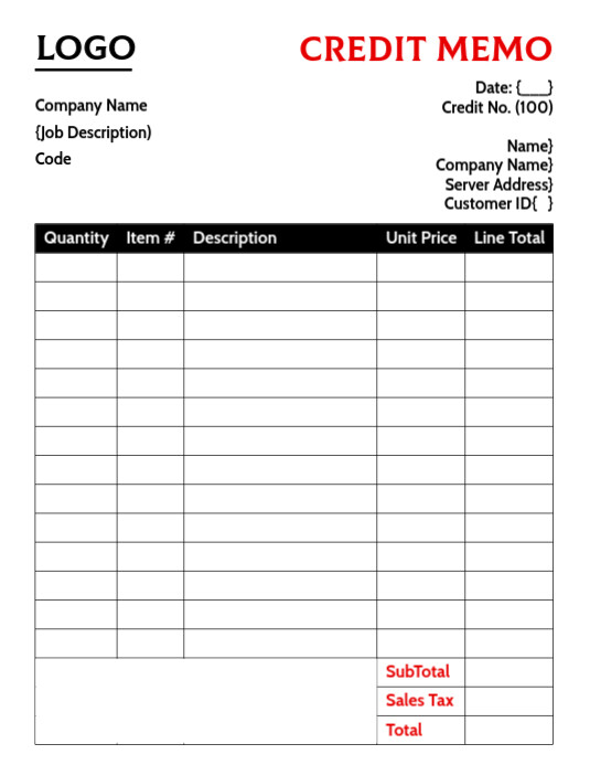 Credit Memo Invoice Template | PosterMyWall