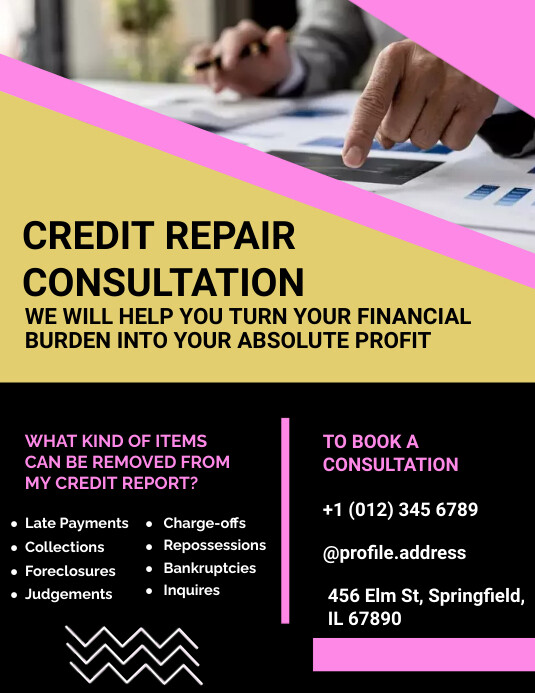 credit repair flyer Рекламная листовка (US Letter) template