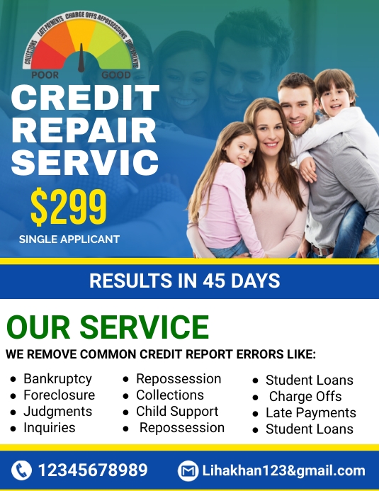 credit repair flyer template Рекламная листовка (US Letter)