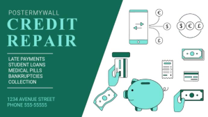 Credit repair service business digital video Digitalt display (16:9) template