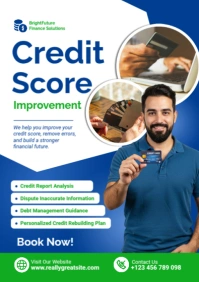 Credit Score Improvement Poster Template – Financial Consulting Flyer A2