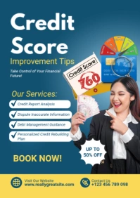 Credit Score Improvement Poster Template – Financial Consulting Flyer A2