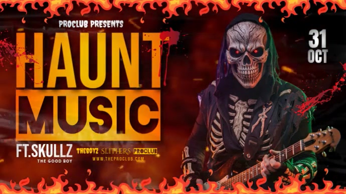 Creepy Skull Party Thumbnail Miniatura di YouTube template