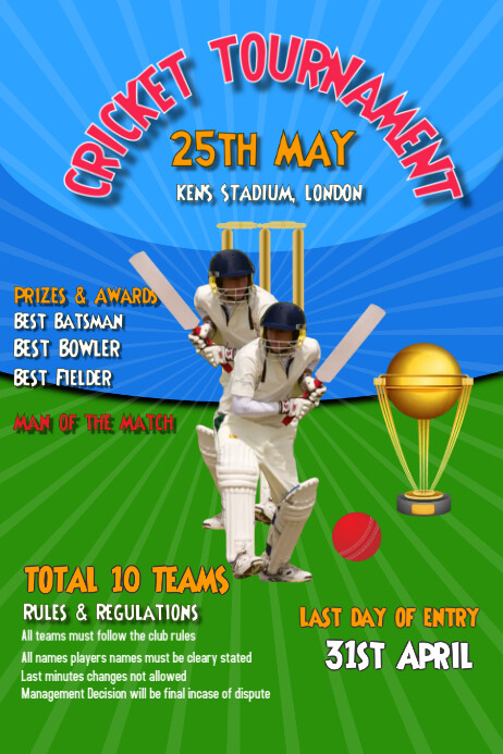 Cricket Turf Rend Poster Sample Design Free Cricket Posters In Minutes | PosterMyWall