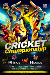 Cricket championship league live ipl match gameday event livestream promotion poster design template