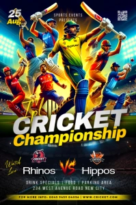 Cricket championship league live ipl match gameday event livestream promotion poster design template