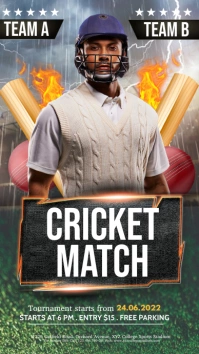 White Match Cricket Template Pantalla Digital (9:16)
