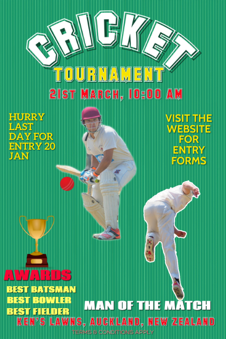 Cricket Flyer Poster for tournaments Template | PosterMyWall