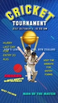 Cricket Flyer Poster for tournaments Digital Display (9:16) template