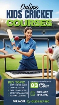 CRICKET LESSONS FOR KIDS Instagram Story template
