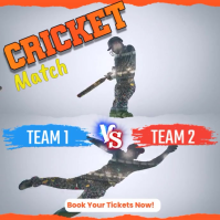 Cricket Match Flyer Template with Team Faceoff Design and Dynamic Player Silhouettes Instagram Post