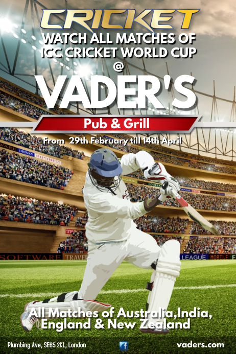 Cricket Spiel Poster Vorlage Postermywall