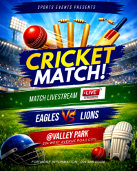 Blue Cricket Match Instagram Portrait Template