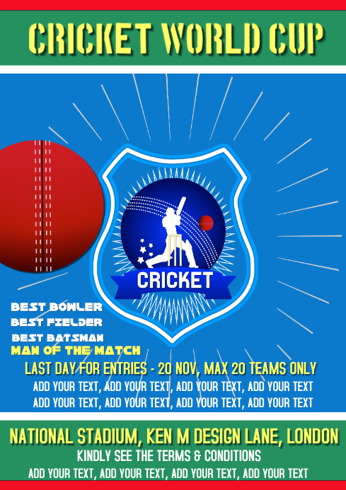 Cricket poster Template | PosterMyWall