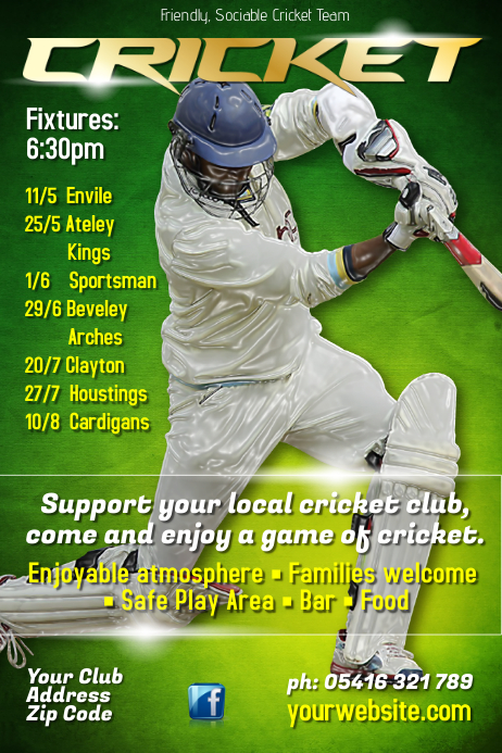 cricket Poster Template | PosterMyWall