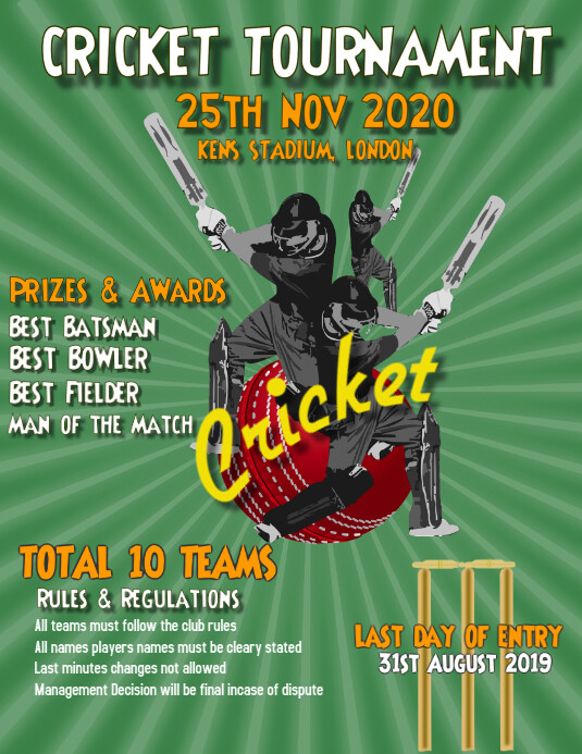 cricket sports flyer template poster postermywall