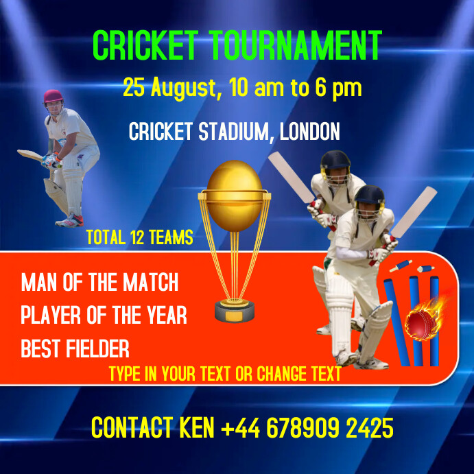 Cricket Turf Rend Poster Sample CRICKET SPORTS POSTER Template | PosterMyWall