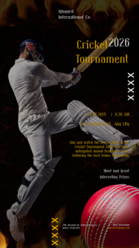 Черный cricket tournament Digitalt display Template