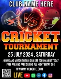 cricket tournament flyers Рекламная листовка (US Letter) template
